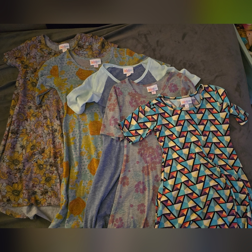 LuLaRoe Kids Dresses - Multicolor Floral and Geometric
